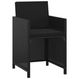 3 Piece Garden Dining Set with Cushions Poly Rattan Black - Side View