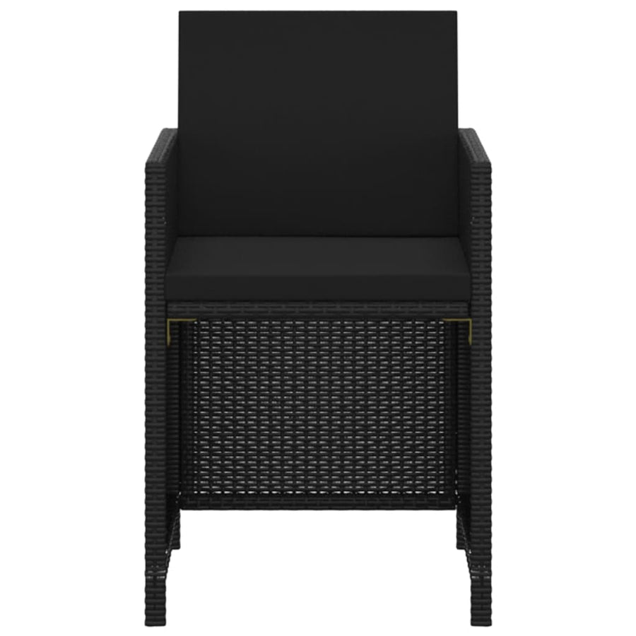 3 Piece Garden Dining Set with Cushions Poly Rattan Black