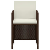 3 Piece Garden Dining Set with Cushions Poly Rattan Brown