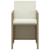 3 Piece Garden Dining Set with Cushions Poly Rattan Beige - Rear View