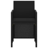 5 Piece Garden Dining Set with Cushions Poly Rattan Black - Rear View