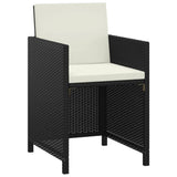 3 Piece Garden Dining Set with Cushions Poly Rattan Black