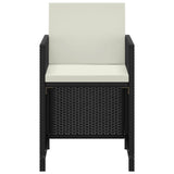 3 Piece Garden Dining Set with Cushions Poly Rattan Black - Top-Down View