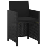 3 Piece Garden Dining Set with Cushions Poly Rattan Black - Side View
