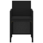 3 Piece Garden Dining Set with Cushions Poly Rattan Black