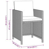 3 Piece Garden Dining Set with Cushions Poly Rattan Black - Close-Up Angle