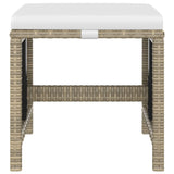 5 Piece Garden Dining Set with Cushions Poly Rattan Beige - Low Angle