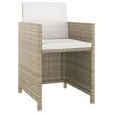 3 Piece Garden Dining Set with Cushions Poly Rattan Beige