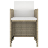 3 Piece Garden Dining Set with Cushions Poly Rattan Beige