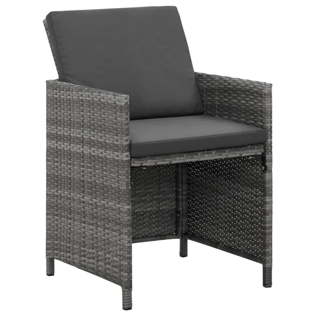 5 Piece Garden Dining Set with Cushions Poly Rattan Grey