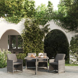 5 Piece Garden Dining Set with Cushions Poly Rattan Grey