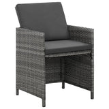 9 Piece Garden Dining Set with Cushions Poly Rattan Grey