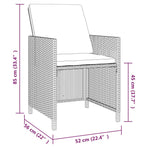 9 Piece Garden Dining Set with Cushions Poly Rattan Grey