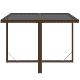 5 Piece Garden Dining Set with Cushions Poly Rattan Brown - Close-Up Angle