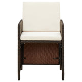9 Piece Garden Dining Set with Cushions Poly Rattan Brown - 45-Degree Angle