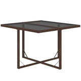 9 Piece Garden Dining Set with Cushions Poly Rattan Brown - Low Angle