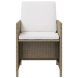 5 Piece Garden Dining Set with Cushions Poly Rattan Beige