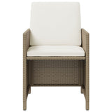 9 Piece Garden Dining Set with Cushions Poly Rattan Beige
