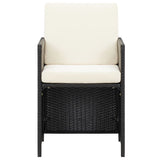 5 Piece Garden Dining Set with Cushions Poly Rattan Black