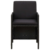 5 Piece Garden Dining Set with Cushions Poly Rattan Black