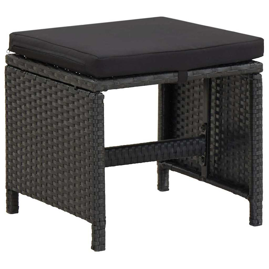 9 Piece Garden Dining Set with Cushions Poly Rattan Black