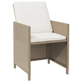 5 Piece Garden Dining Set with Cushions Poly Rattan Beige
