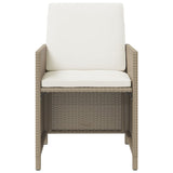 9 Piece Garden Dining Set with Cushions Poly Rattan Beige - 45-Degree Angle