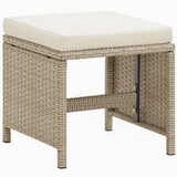 9 Piece Garden Dining Set with Cushions Poly Rattan Beige