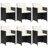 7 Piece Garden Dining Set with Cushions Poly Rattan Black - Top-Down View