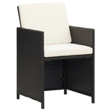 7 Piece Garden Dining Set with Cushions Poly Rattan Black - 45-Degree Angle