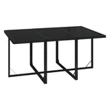 7 Piece Garden Dining Set with Cushions Poly Rattan Black - Rear View
