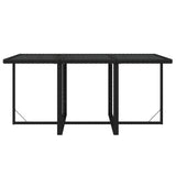 7 Piece Garden Dining Set with Cushions Poly Rattan Black - Close-Up Angle