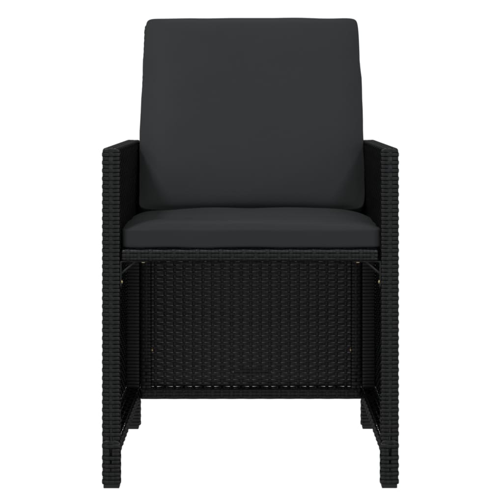 7 Piece Garden Dining Set with Cushions Poly Rattan Black