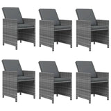 7 Piece Garden Dining Set with Cushions Poly Rattan Grey - Top-Down View