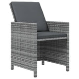 7 Piece Garden Dining Set with Cushions Poly Rattan Grey - 45-Degree Angle