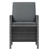 7 Piece Garden Dining Set with Cushions Poly Rattan Grey - Rear View