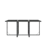 7 Piece Garden Dining Set with Cushions Poly Rattan Grey - Low Angle