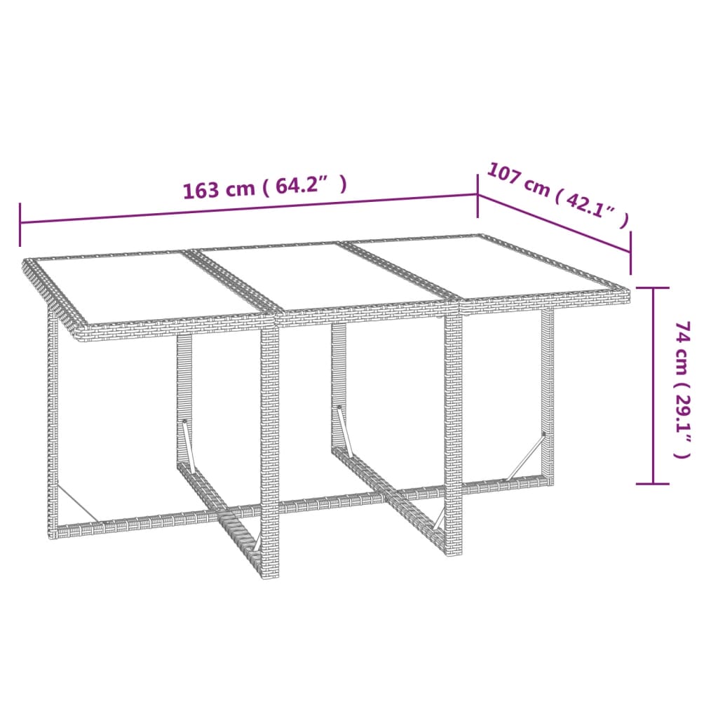 7 Piece Garden Dining Set with Cushions Poly Rattan Grey