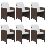 7 Piece Garden Dining Set with Cushions Poly Rattan Brown