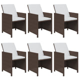 7 Piece Garden Dining Set with Cushions Poly Rattan Brown - Top-Down View