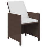 7 Piece Garden Dining Set with Cushions Poly Rattan Brown - 45-Degree Angle