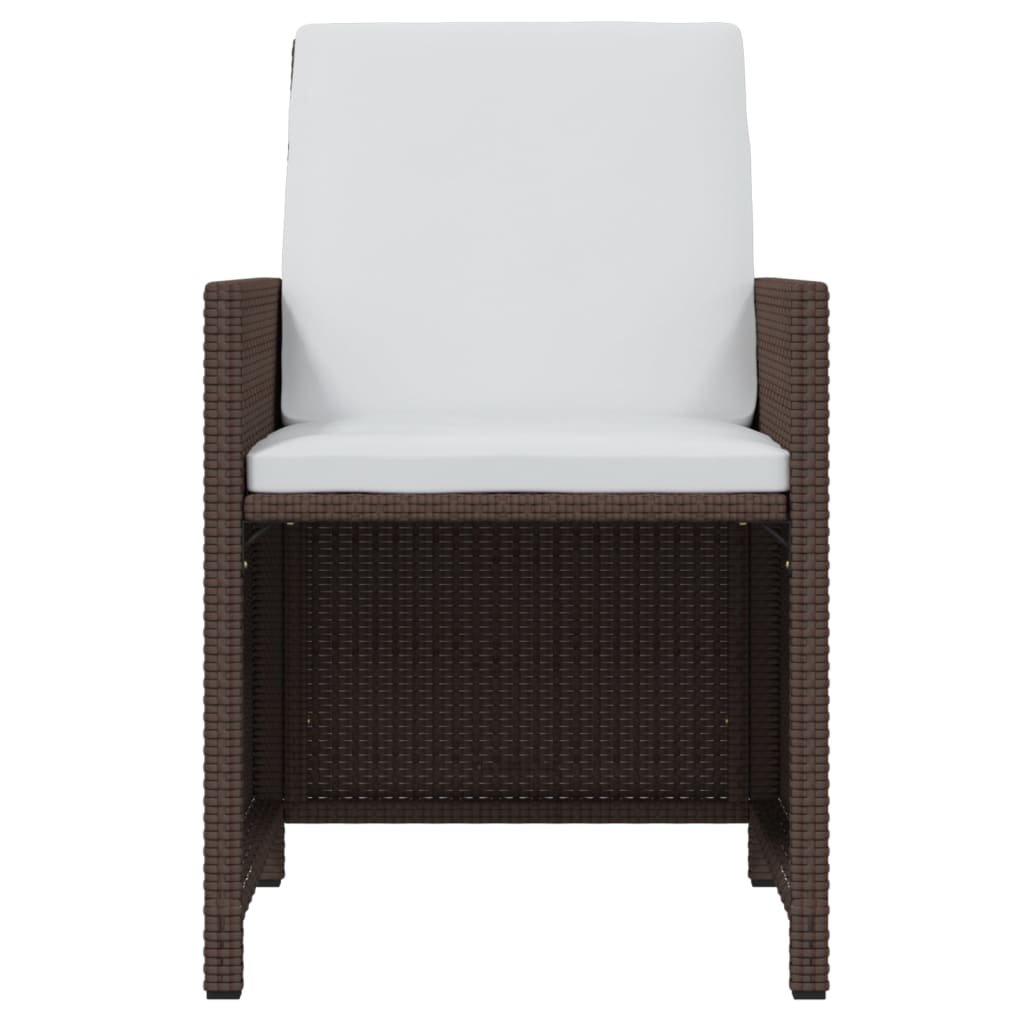 7 Piece Garden Dining Set with Cushions Poly Rattan Brown