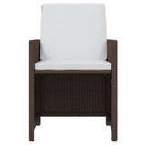 7 Piece Garden Dining Set with Cushions Poly Rattan Brown - Rear View