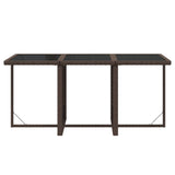 7 Piece Garden Dining Set with Cushions Poly Rattan Brown - Low Angle