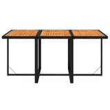 7 Piece Garden Dining Set with Cushions Poly Rattan Black - Close-Up Angle