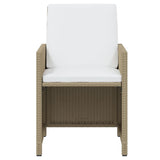 7 Piece Garden Dining Set with Cushions Poly Rattan Beige - Rear View