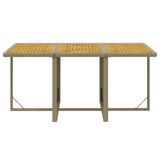 7 Piece Garden Dining Set with Cushions Poly Rattan Beige - Low Angle