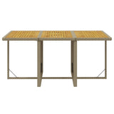 11 Piece Garden Dining Set with Cushions Poly Rattan Beige - Low Angle