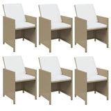 11 Piece Garden Dining Set with Cushions Poly Rattan Beige - Top-Down View