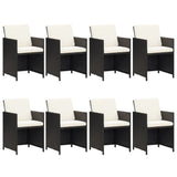 9 Piece Garden Dining Set with Cushions Poly Rattan Black